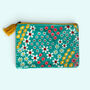 Embroidered Velvet Make Up Bag | Everyday Pouch | Daisy Floral In Turquoise, thumbnail 1 of 4
