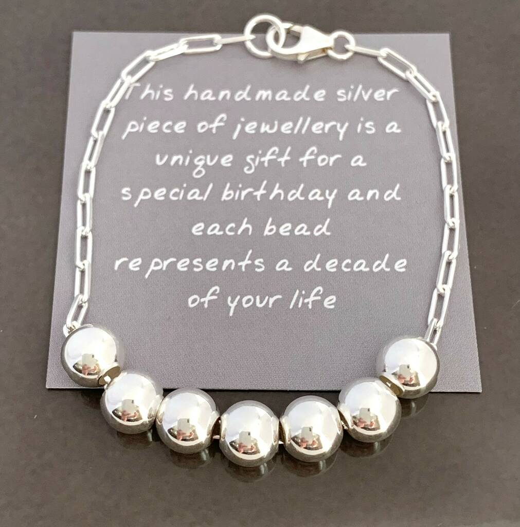 70th Birthday Handmade Sterling Silver Bracelet, 1 of 5