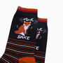 For Fox Sake Combed Cotton Novelty Socks In Black, thumbnail 2 of 4