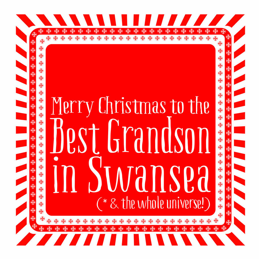 Personalised Best Grandson Christmas Card By Allihopa