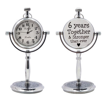 Personalised 6th Anniversary Silver Colour Desk Clock, 3 of 12
