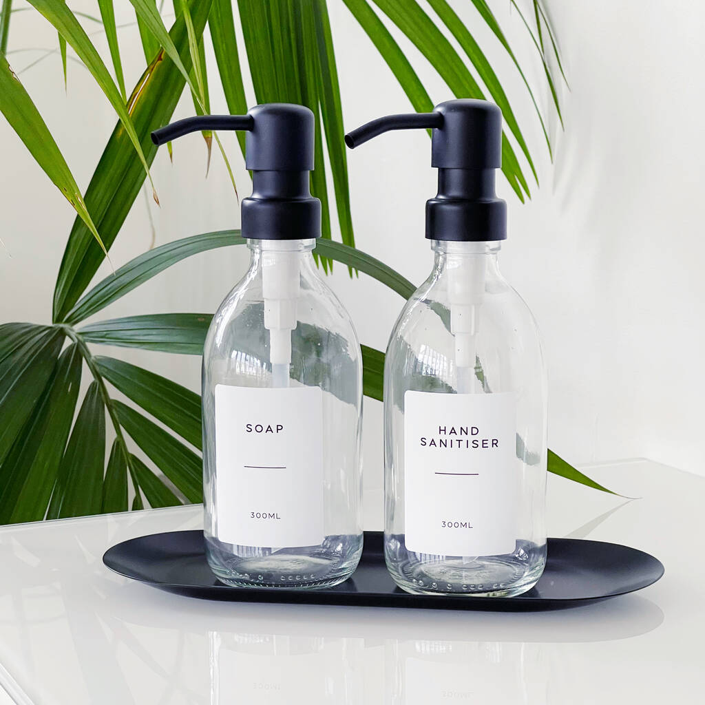 Refillable Clear Bottle With White Minimalist Label, 1 of 10