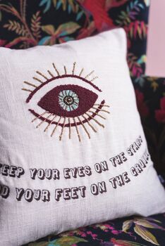 Eye And Stars Embroidered Cushion, 2 of 3
