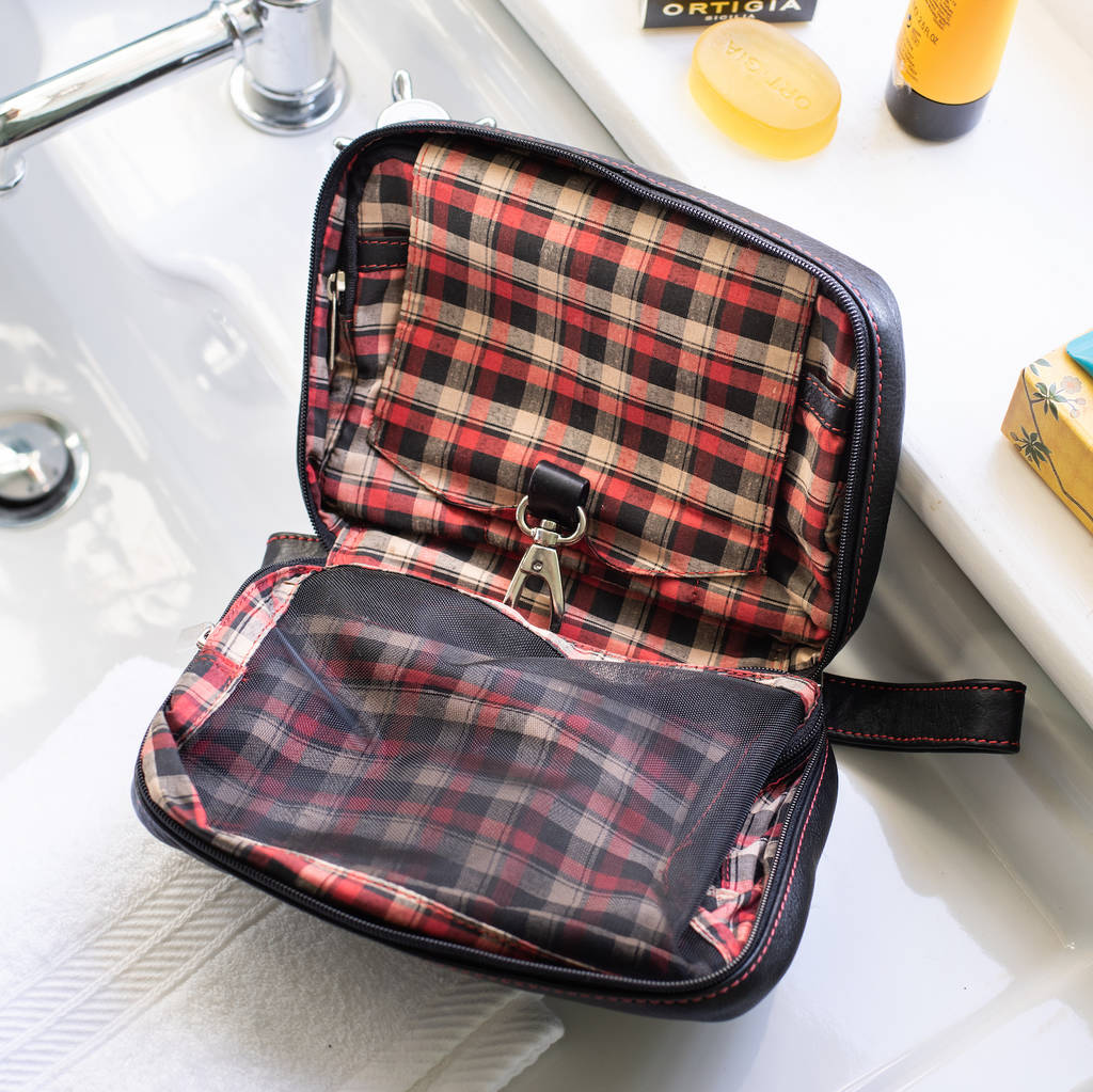 Personalised Hang Up Leather Wash Bag By TheLittleBoysRoom ...