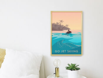 Go Jet Skiing Travel Poster Art Print, 2 of 8