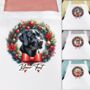 Dog Christmas Wreath Personalised Apron. Multiple Breeds And Colour Options, thumbnail 1 of 12