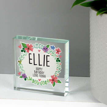 Compact Floral Personalised Crystal Token, 5 of 6