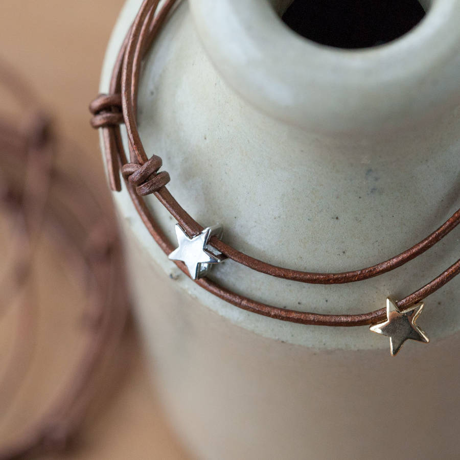 Star Leather Adjustable Bracelet By RawXclusive
