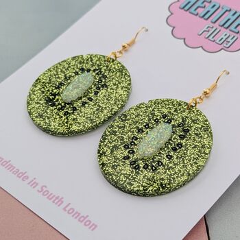 Kiwi Glitter Resin Earrings, 4 of 4