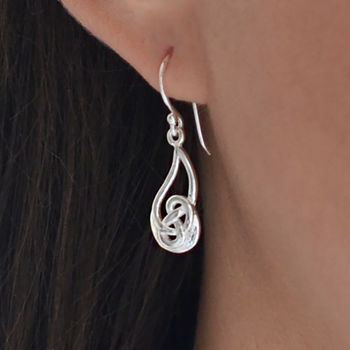 Sterling Silver Dangly Celtic Flame Earrings, 3 of 4