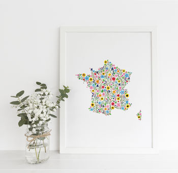 Floral Map Of France Print, 3 of 4