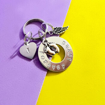 Footprints And Angel Wings Forever Loved Keyring, 2 of 10