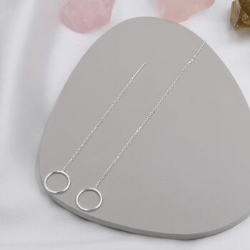 Sterling Silver Open Circle Threader Earrings, 4 of 10