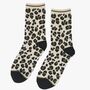 Women's Bamboo Socks Cream Leopard Print, thumbnail 1 of 3