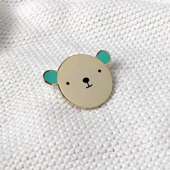 Bear Hug Turquoise Enamel Pin Badge, 8 of 11