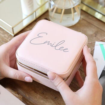 Personalised Message Square Travel Jewellery Box, 2 of 8