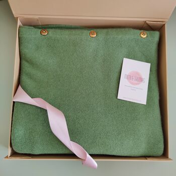 Kiwi Green 100% Cashmere Button Poncho Gift Boxed, 3 of 6