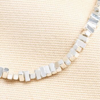 Rectangular Beaded Necklace In Silver, 3 of 3