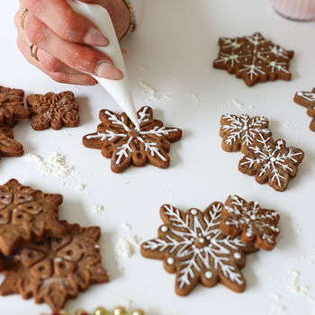 Scandi Gingerbread Snowflake Christmas Biscuit Baking And Decorating Kit, 9 of 9