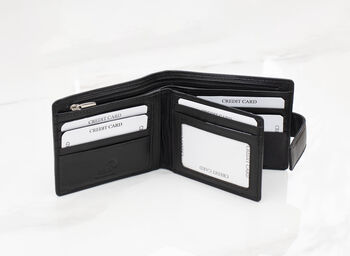 Personalised Men's Leather Tri Fold Wallet With Rfid, 10 of 12