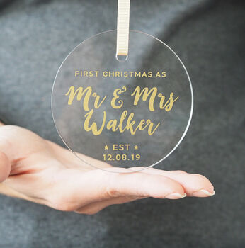 Personalised Mr And Mrs First Christmas Decoration, 2 of 4