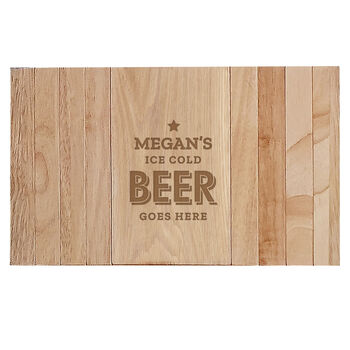 Personalised Beer Goes Here Wooden Sofa Armchair Tray, 3 of 3