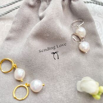 Pearl Hoop Earrings Gift For Bridemaids, 2 of 5