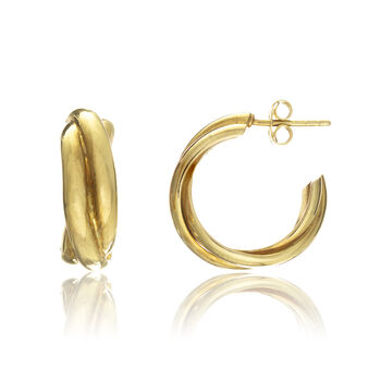 Knightsbridge Yellow Gold Plated Triple Hoop Earrings, 3 of 4