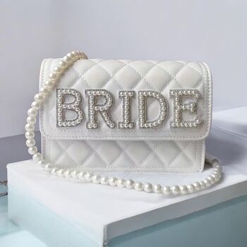 Personalised Pearl And Diamante Bride Bag, 2 of 6