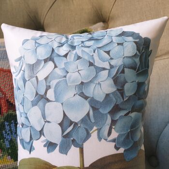 Blue Hydrangea Print Decorative Cushion, 3 of 5