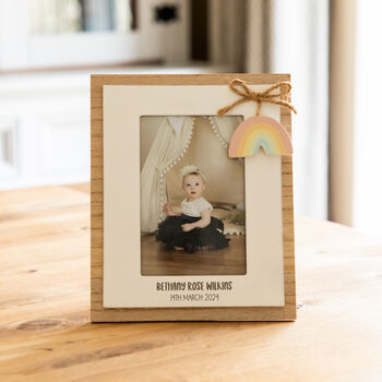 Personalised Rainbow Photo Frame New Baby Gift, 4 of 4