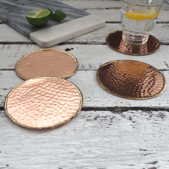 Shiny Copper Drink Coasters Set Of Four, 2 of 3