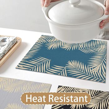 Set Of Four Blue Printed Table Placemats Washable, 4 of 6