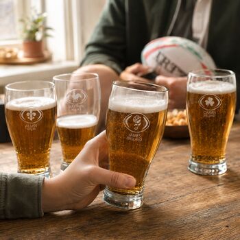 Personalised Engraved Beer Glass Gift For Rugby Fans, 3 of 12