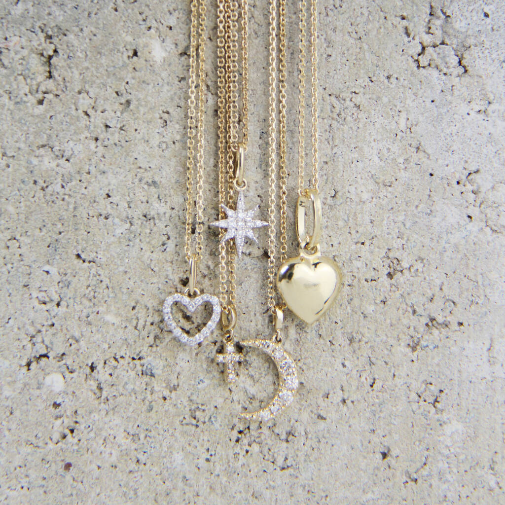 Engraved Two Heart Necklace in 14ct Gold | MYKA