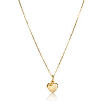 Personalised Small Heart Diamond Locket Necklace Gold Plated – Christening, Birthday Or Flower Girl Gift, 2 of 6