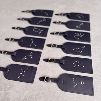 Zodiac Leather Luggage Tag – Personalised Travel Gift, 6 of 7