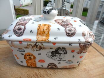 Lidded Butterdish In Cockerpoo Design, 9 of 12