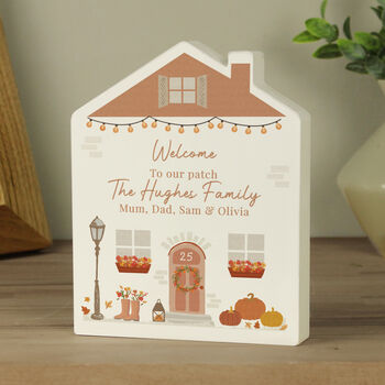 Personalised Autumnal Wooden House Ornament – Autumn Decor, 2 of 5