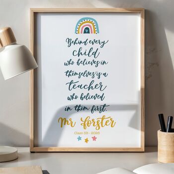 Behind Every Child Print Personalised Teacher Gift, 3 of 12