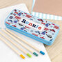 Personalised Boy's Blue Metal Pencil Case Tin, thumbnail 3 of 9