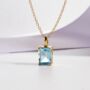 Blue Topaz Emerald Cut Pendant Necklace In Sterling Silver And Gold, thumbnail 6 of 11