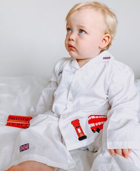 Boy's Personalised London Cotton Pyjamas, 4 of 8