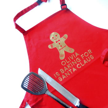 Personalised Kids Gingerbread Christmas Apron, 2 of 2