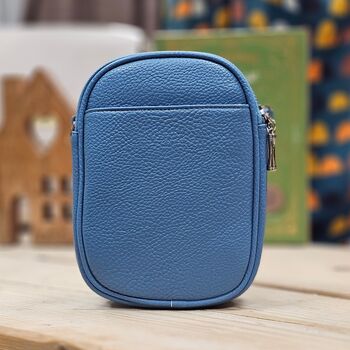 Double Zip Cross Body Bag In Denim Blue, 2 of 3