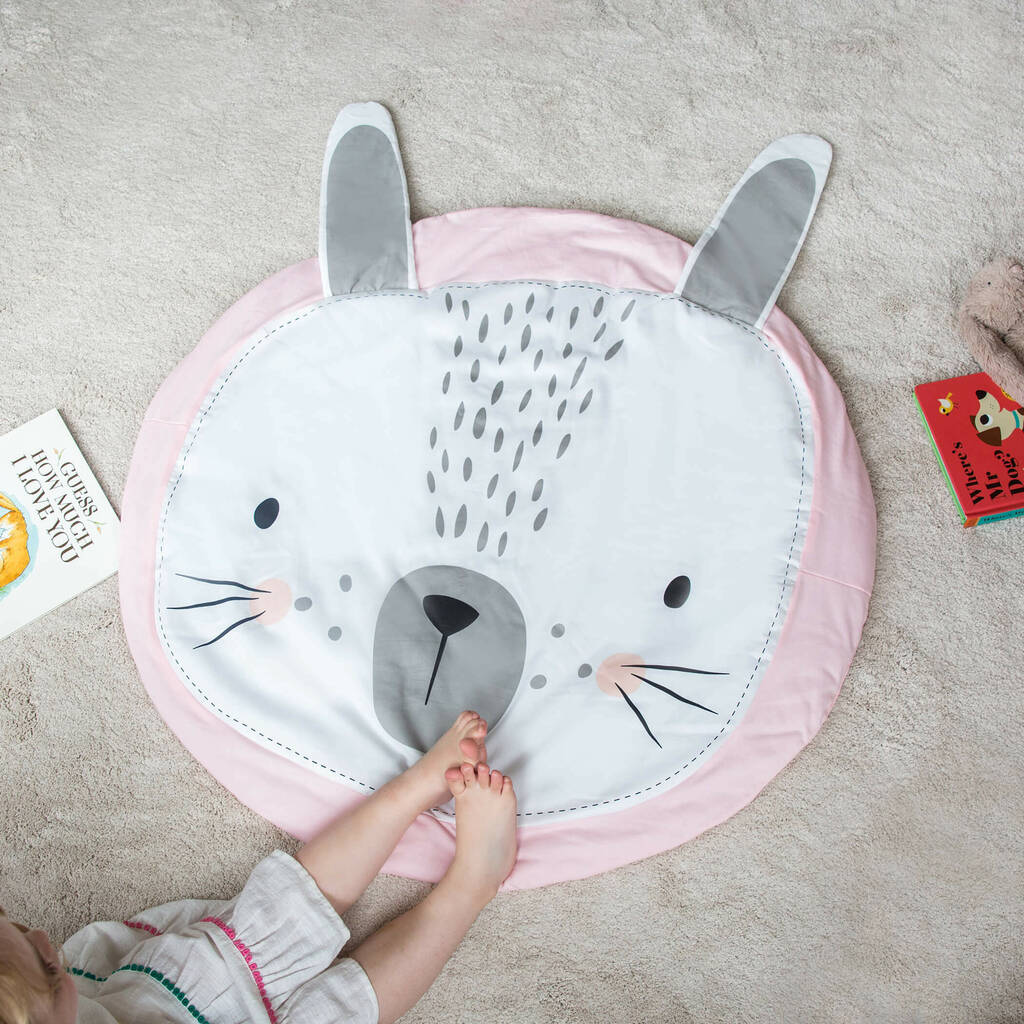 Personalised Bunny Face Baby Play Mat, 1 of 9