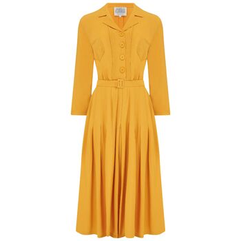 Lucille Dress In Mustard 1940s Vintage Style, 2 of 3