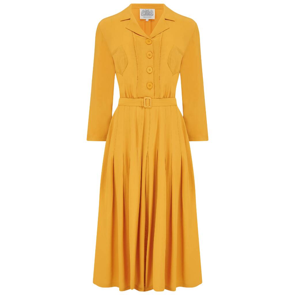 Lucille Dress In Mustard 1940s Vintage Style, 1 of 3