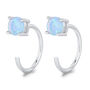 Blue Opal 4mm Open Huggie Hoop Earrings In Sterling Silver, thumbnail 8 of 12