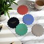 Scalloped Personalised Leather Coasters, thumbnail 1 of 7